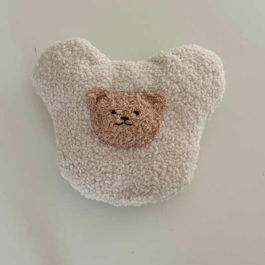 POUFET Knister-Teddy aus Bouclé in Beige – handgefertigtes Hundespielzeug mit aufgenähtem Teddy-Gesicht