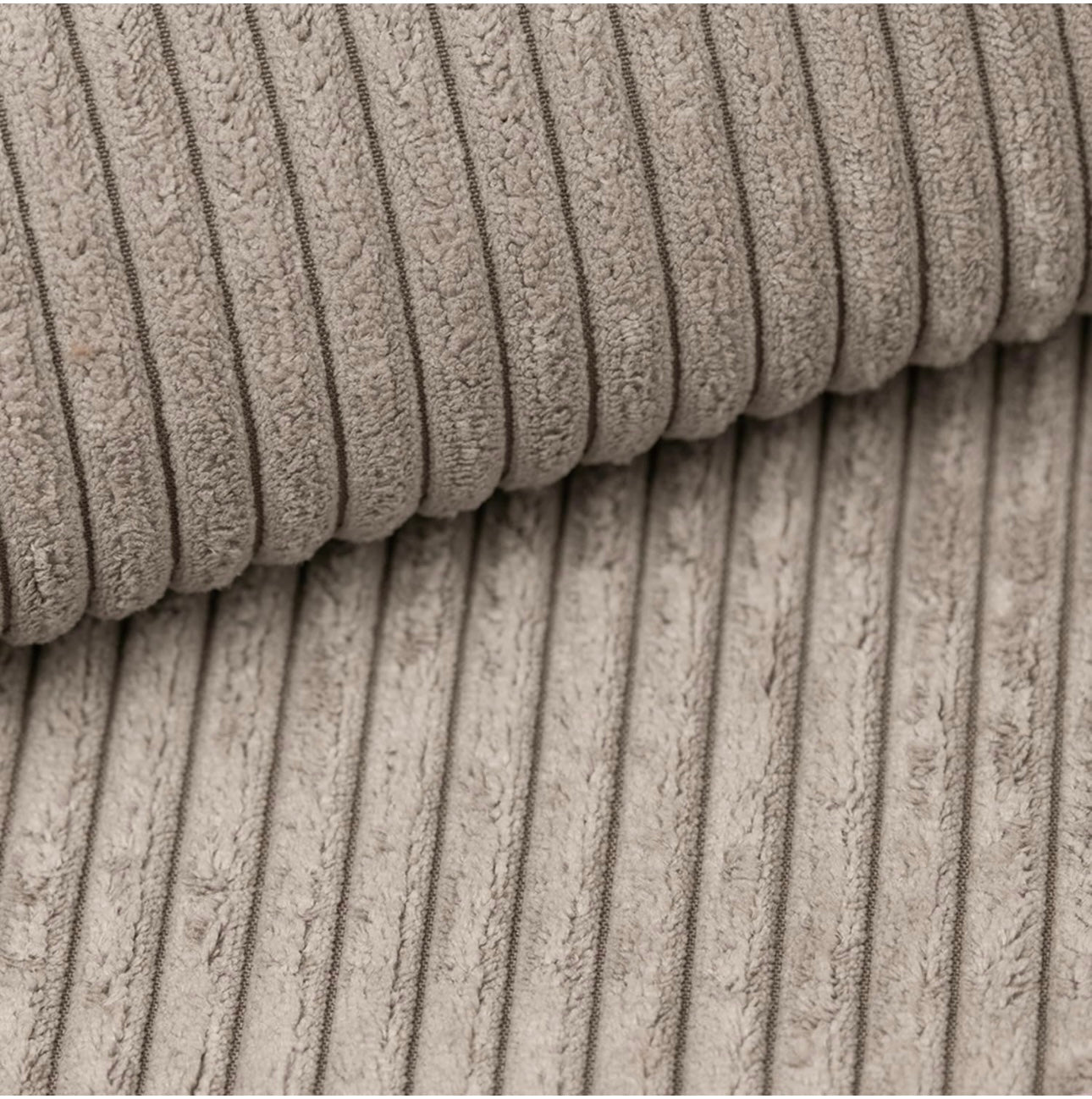 Breitcord Stoff Taupe – Poufet  Farbauswahl
