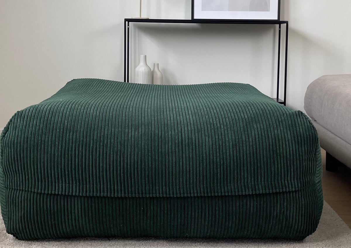 Poufet Pouf Breitcord Dunkelgrün von oben – orthopädisches Hundebett
